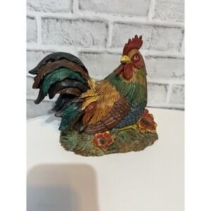 Vintage Country Kitchen Rooster Statue Hand Painted 1994 Signed Artisan Piece